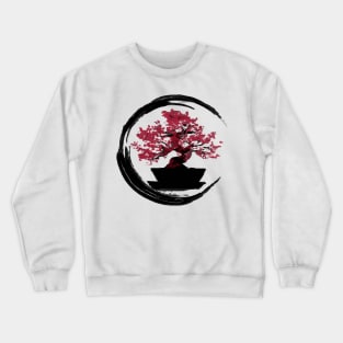 moyogi cherry blossom bonsai - Sumi inspired enso circle bonsai tree Crewneck Sweatshirt